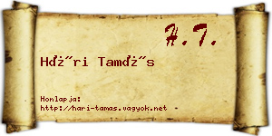 Hári Tamás névjegykártya